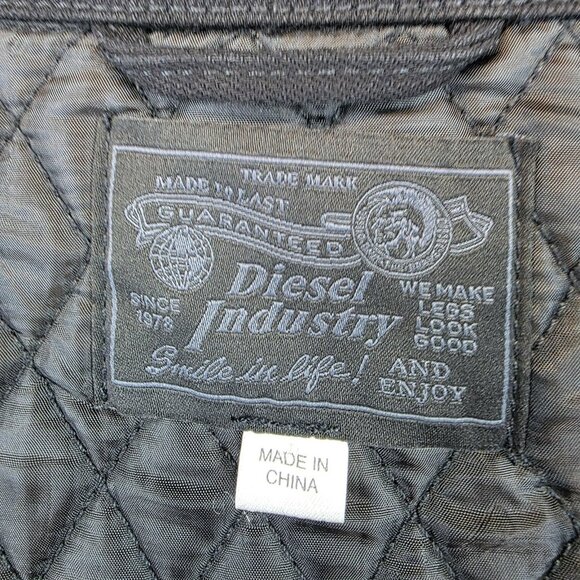 Diesel Jacket Womens XS Black Quilted Moto Biker Asymmetrical Zip Belted - Picture 12 of 16